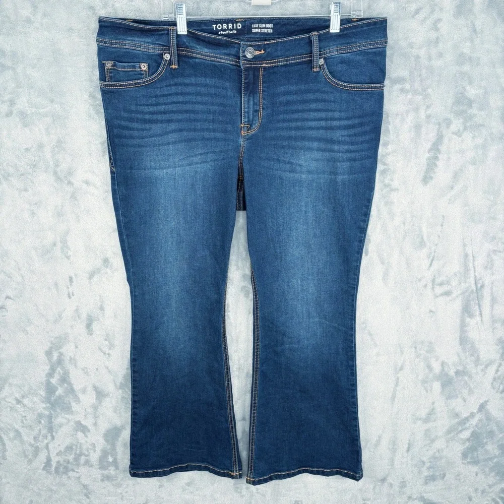 Torrid Womens 18S (Fits 38x28) Luxe‎ Slim Boot Super Stretch Dark Wash Denim